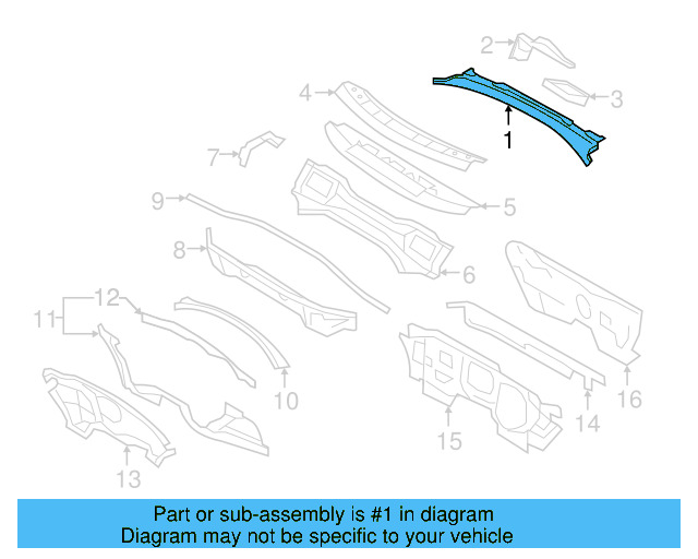Cowl Top Panel 1K1-819-415-B-9B9 - View 7
