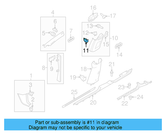 Upper Center Pillar Trim Clip 5N0-880-385 - View 3