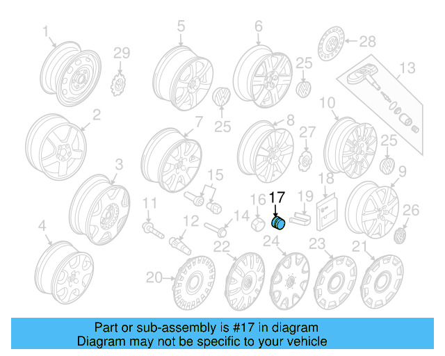Wheel Bolt Cap 1K0-601-173-A-9B9 - View 12