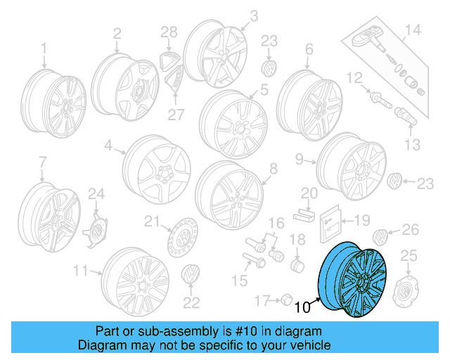 Wheel, Alloy 1C0-601-025-AG-8Z8 - View 10