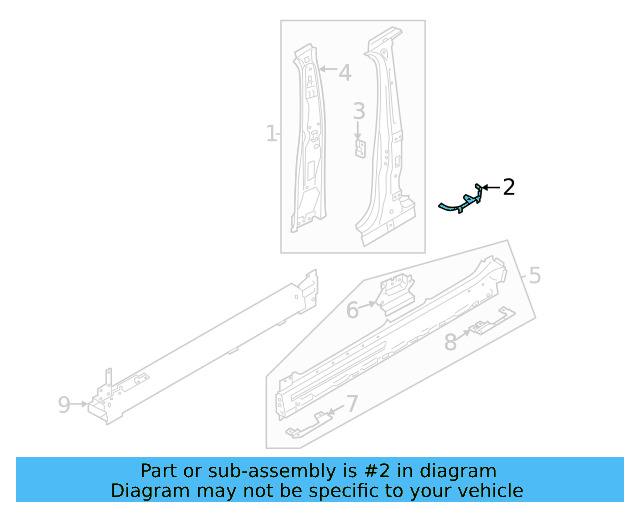 Outer Center Pillar Insulator 11K-864-016 - View 2