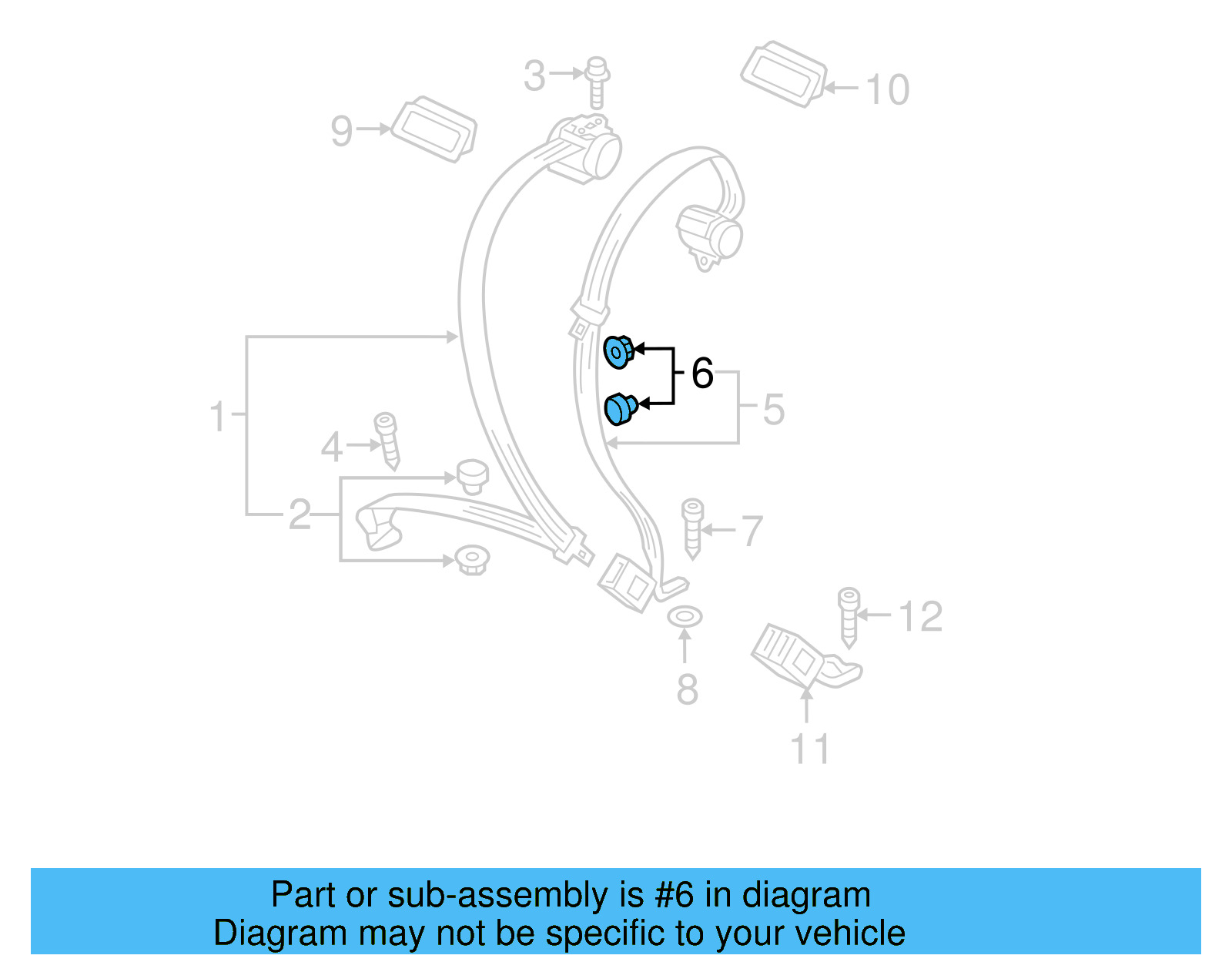 Seat Belt Assembly Button 443-857-847-B-4PK - View 106