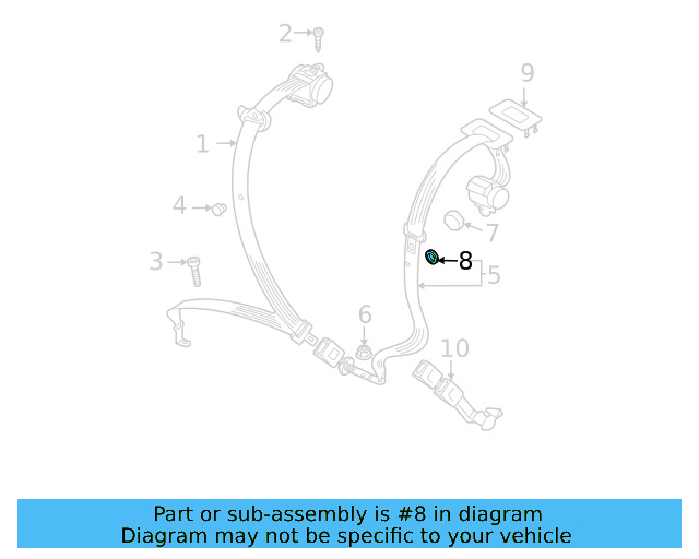 Outer Belt Assembly Button 7N0-857-847-9B9 - View 5