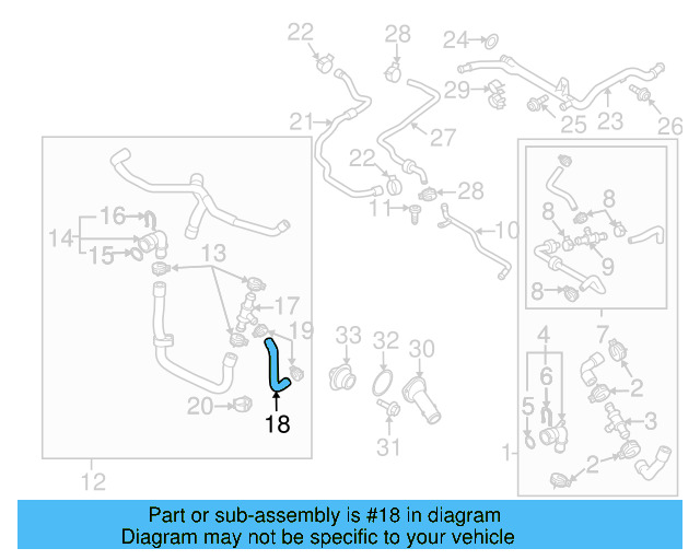 Water Hose 1K0-122-109-BG - View 3