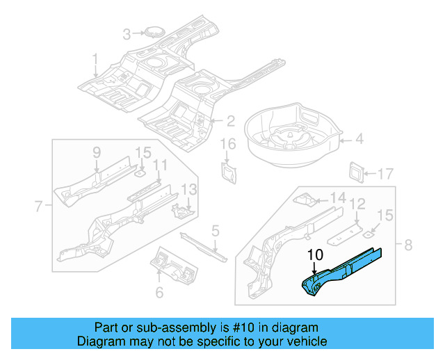 Rear Side Member 3D0-803-505-B - View 3