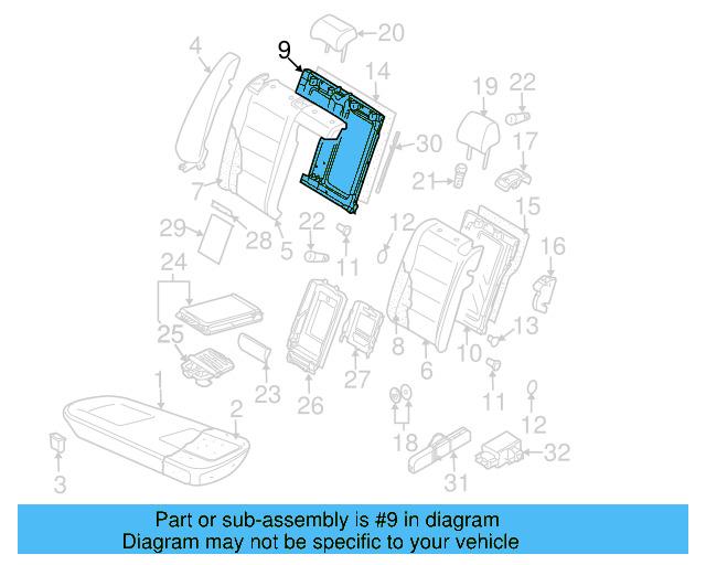 Seat Back Frame 3C9-885-504-J - View 6