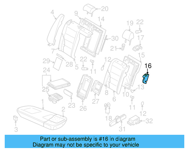 Seat Back Lock 3AF-885-681-9B9 - View 3