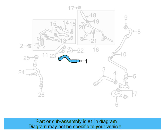 Upper Hose 5K0-122-101-P - View 3