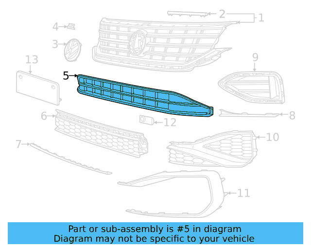 Lower Grille 561-853-677-J-9B9 - View 3