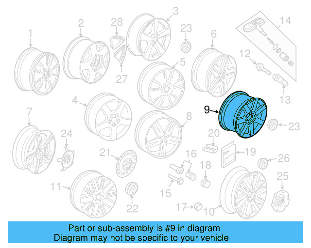 Wheel, Alloy 1C0-601-025-AG-8Z8 - View 12