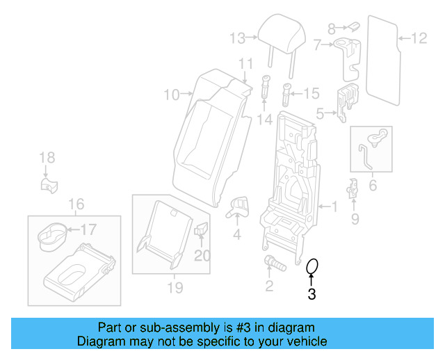 Seat Back Frame Grommet 8R0-885-678 - View 3