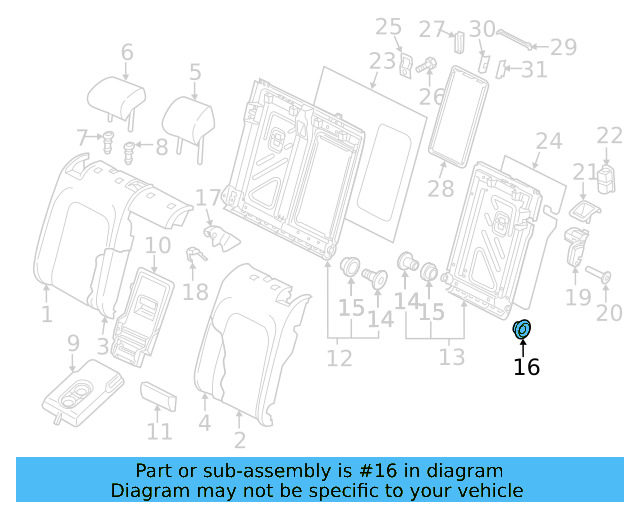 Seat Back Frame Grommet 5Q0-885-678-B-9B9 - View 15