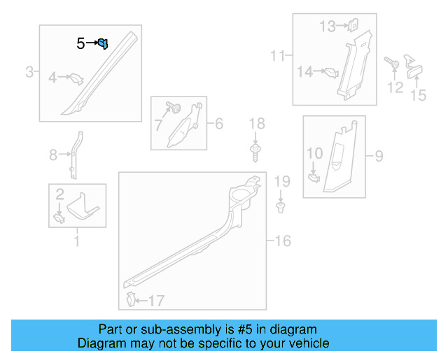Windshield Pillar Trim Clip 4A0-867-276 - View 69