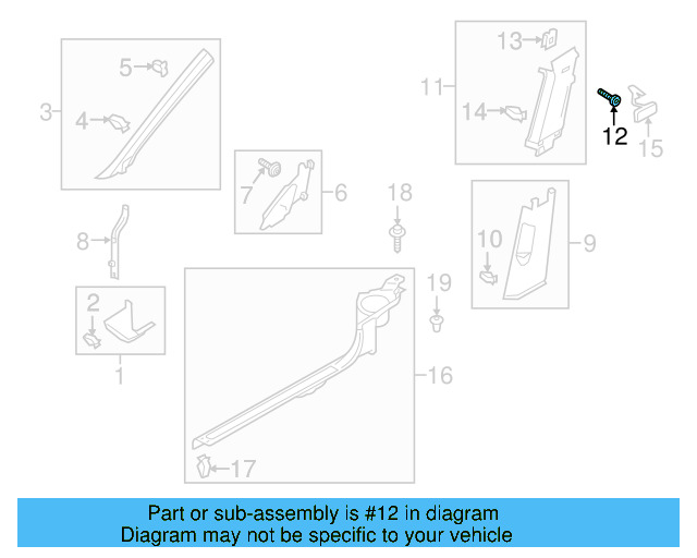 Upper Center Pillar Trim Screw N-912-259-01 - View 3