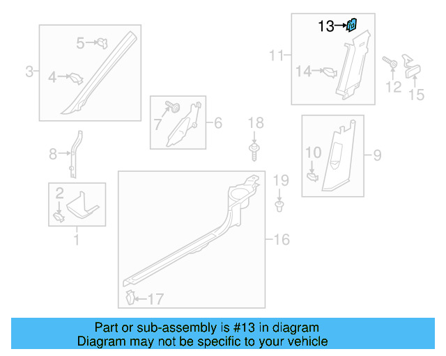 Upper Center Pillar Trim Retainer Nut 1K0-880-288-A - View 38