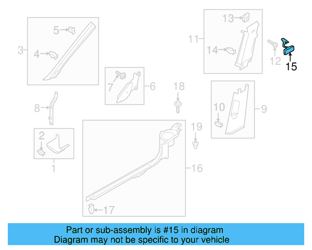 Upper Center Pillar Trim Trim Plate 5G0-853-437-Y20 - View 40