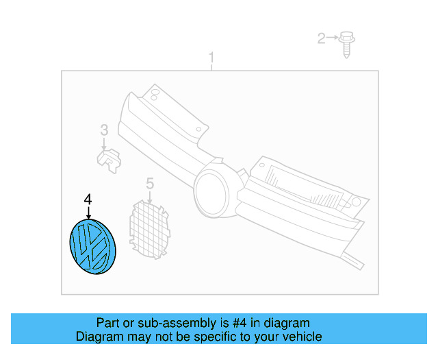 Grille Emblem 5K0-853-601-F-ULM - View 34