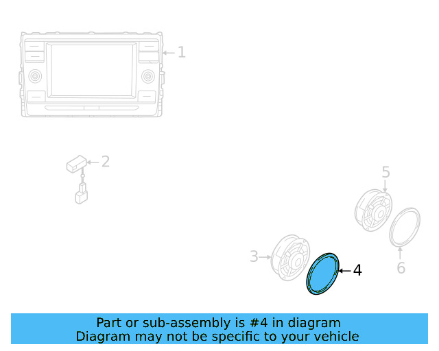 Front Dr Speaker Ring 5G0-971-798 - View 3