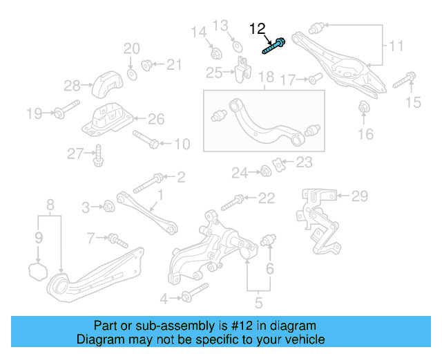 Lower Control Arm Mount Bolt N-106-405-01 - View 87