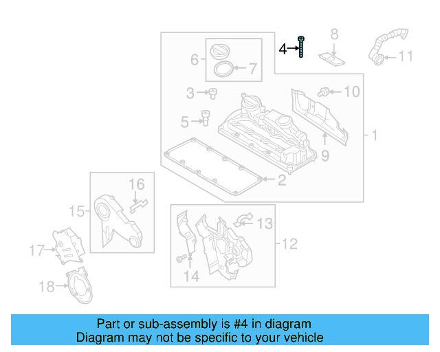 Valve Cover Bolt 06B-103-831-J - View 3
