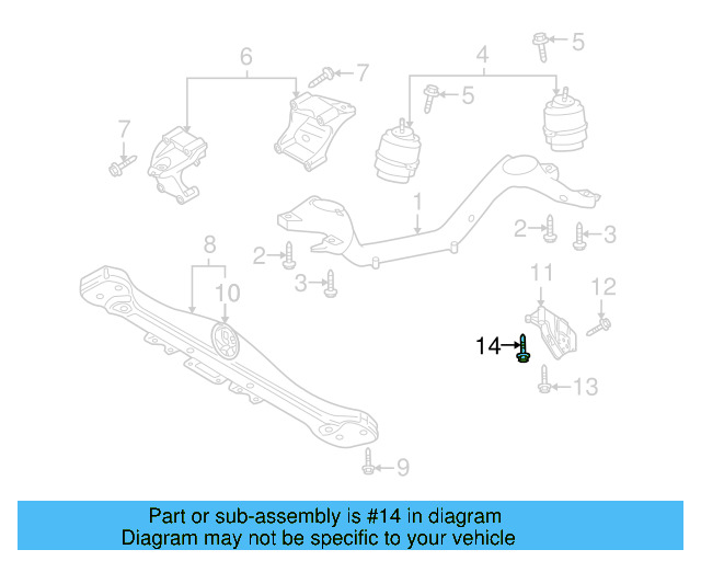 Trans Mount Bracket Mount Bolt N-019-503-6 - View 3