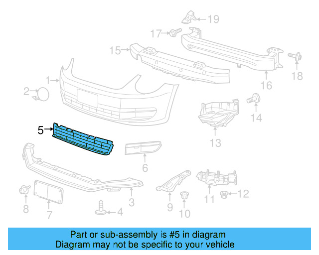 Lower Grille 5C5-853-677-G-9B9 - View 8