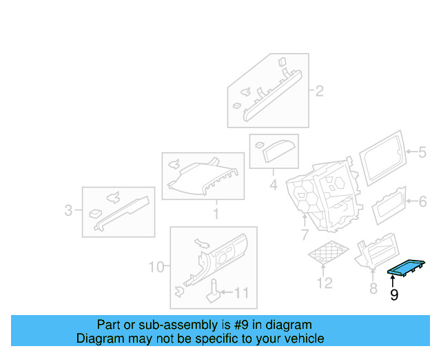 Storage Compartment Insert 1K0-858-169-9B9 - View 13