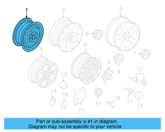 Wheel, Alloy 1K0-601-025-BA-16Z - View 6