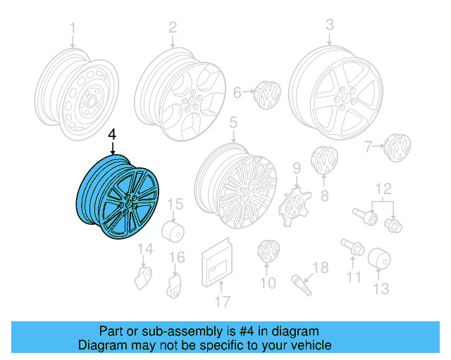 Wheel, Alloy 1K0-601-025-AG-16Z
