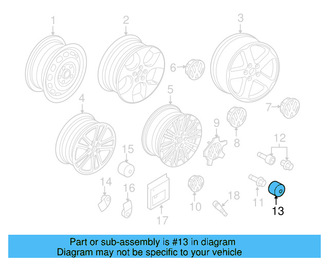 Wheel Bolt Cap 1K0-601-173-A-9B9 - View 16