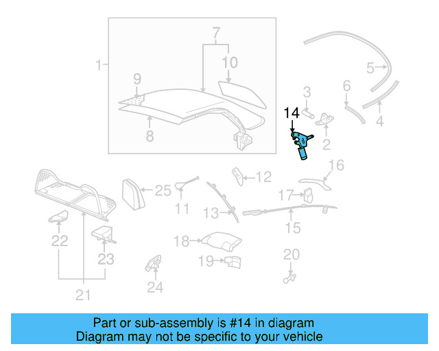 Convertible Top Latch 1Y0-871-547-D - View 11