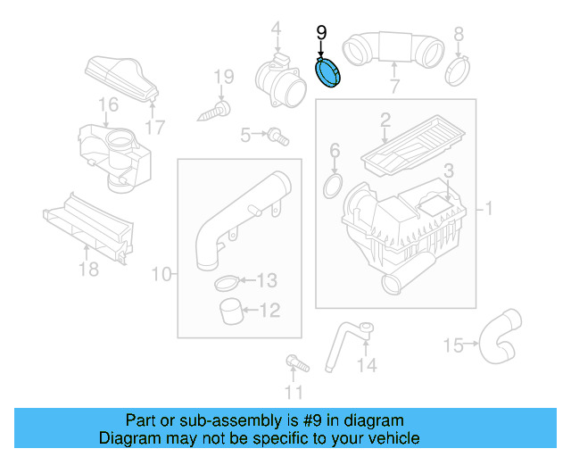 Engine Air Intake Hose 1K0-129-618-AJ - View 7