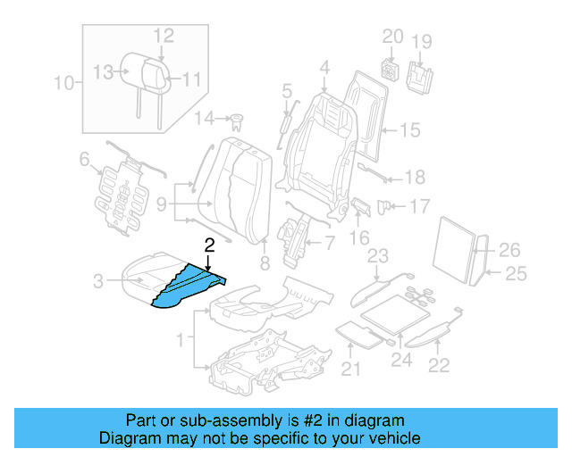 Seat Cushion Pad 3D0-881-376-T - View 3