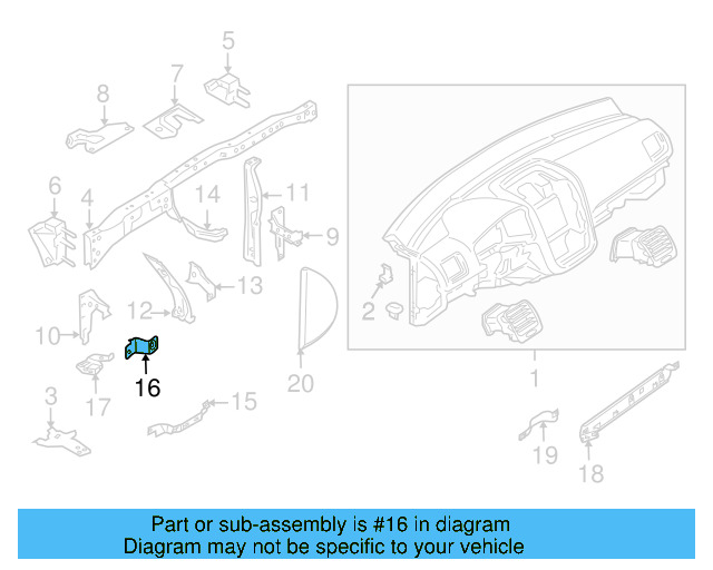 Instrument Panel Mounting Bracket 1K0-857-117-B - View 19