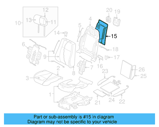 Seat Back Panel 3D0-881-972-BJ-4B5 - View 3