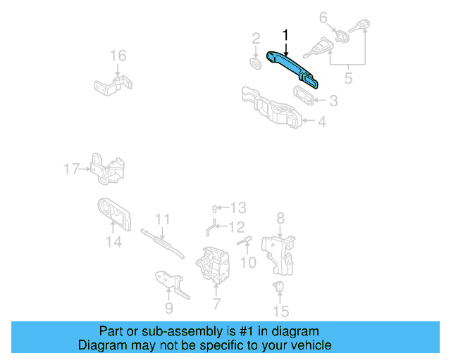 Handle, Outside (Unpainted) 3b0837207ggru - View 6