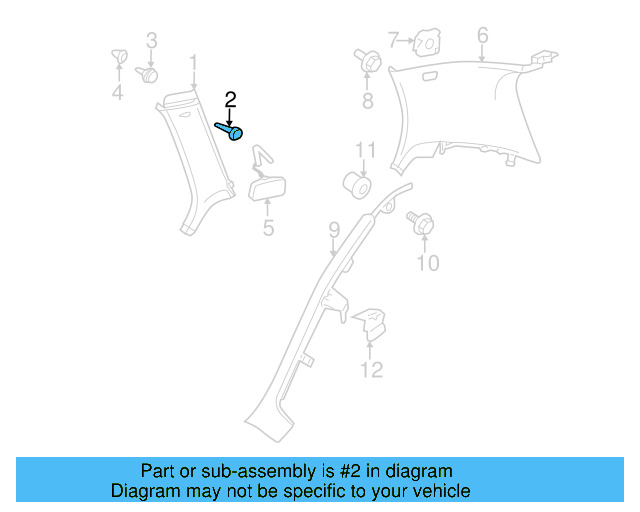 Upper Center Pillar Trim Screw N-105-995-01 - View 8