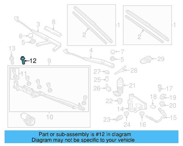 Wiper Linkage Mount Bolt WHT-004-769