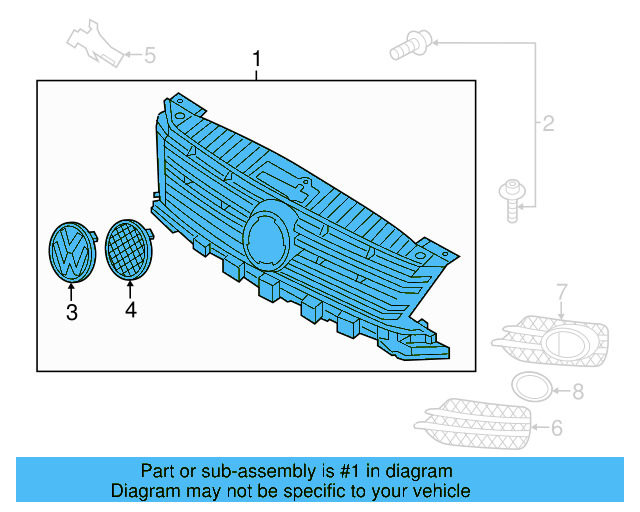 Center Grille 5N0-853-651-J-9B9 - View 3