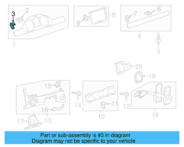 Cluster Cover Retainer Clip 3B0-867-190 - View 84