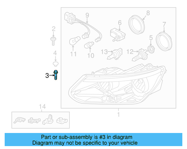 Headlamp Assembly Bolt N-910-953-01 - View 12