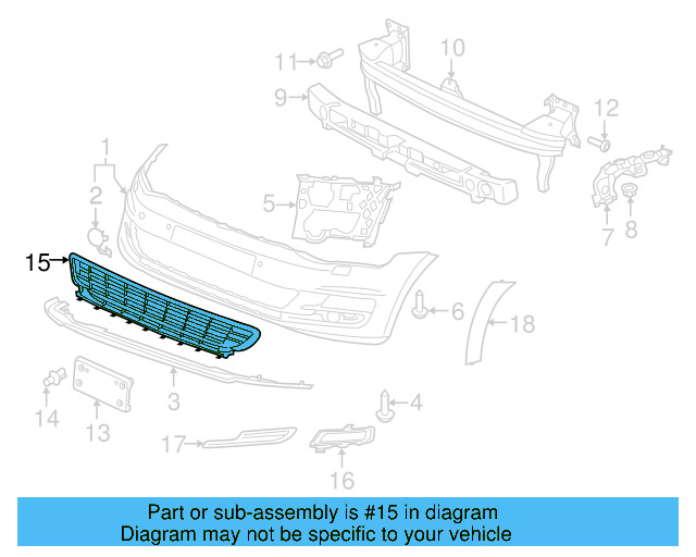 Center Grille 5G0-853-677-K-9B9 - View 2