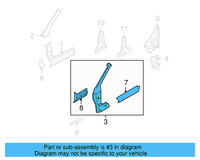 Inner Hinge Pillar 1Q0-809-421 - View 3