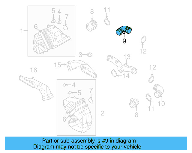 Intake Duct 3D0-129-617-AG - View 3