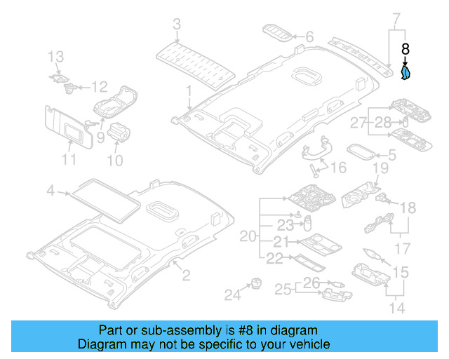Rear Header Trim Clip 3D0-867-276 - View 6