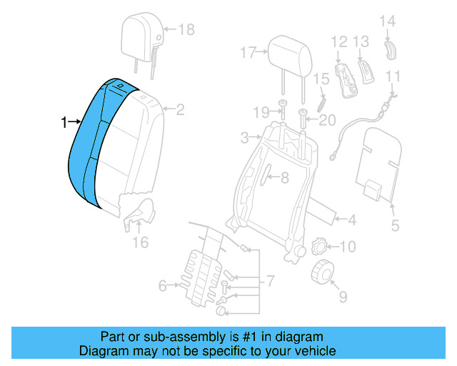 Seat Back Cover 1K3-882-805-AS-RCK