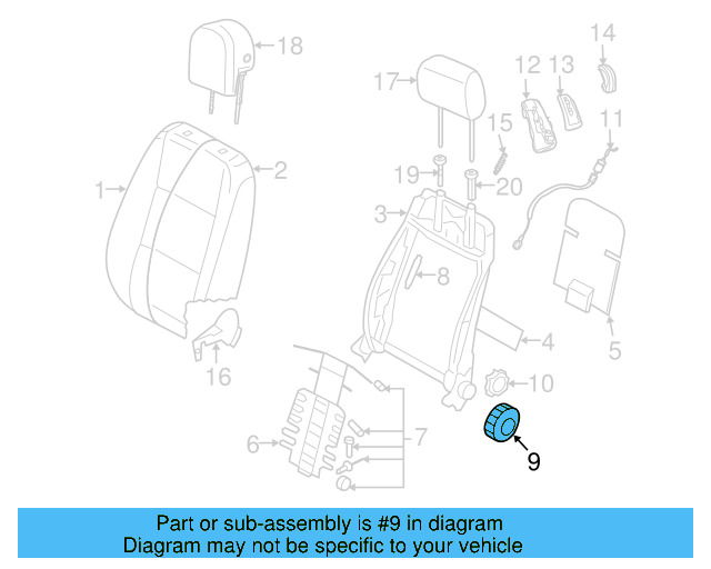 Recline Knob 1J0-881-671-H-3U6 - View 22