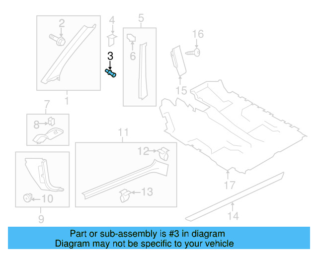 Windshield Pillar Trim Bushing 3D0-867-334-A - View 5