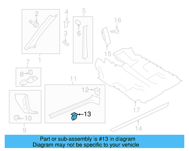 Lower Center Pillar Trim Clip 4A0-867-276-B - View 121