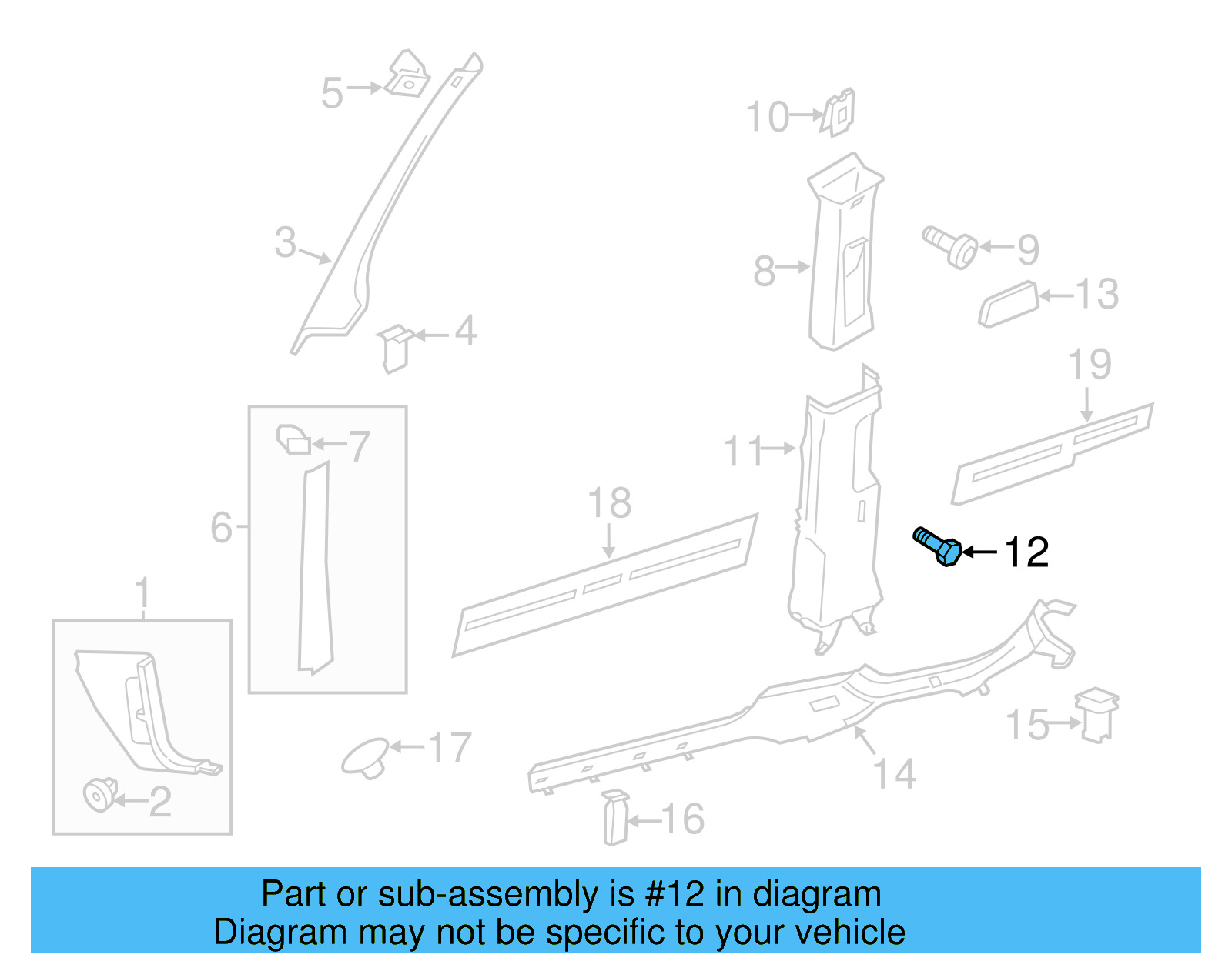 Lower Center Pillar Trim Clip 4A0-867-276-B - View 25